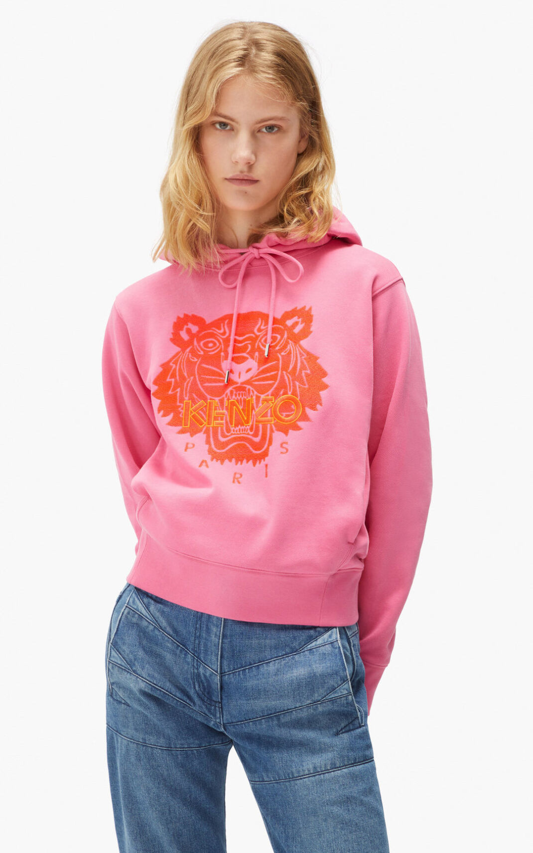 Kenzo Tiger Kapşonlu Bayan Pembe | 0956-BERCD